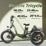 Hidoes ET1 Electric Tricycle in army green with rear basket