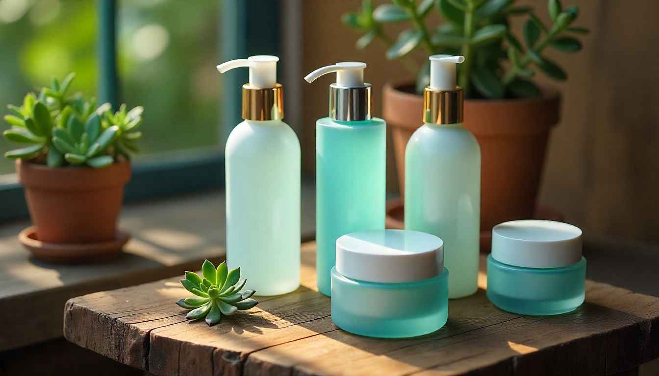 Korean skincare routine products for morning day care.