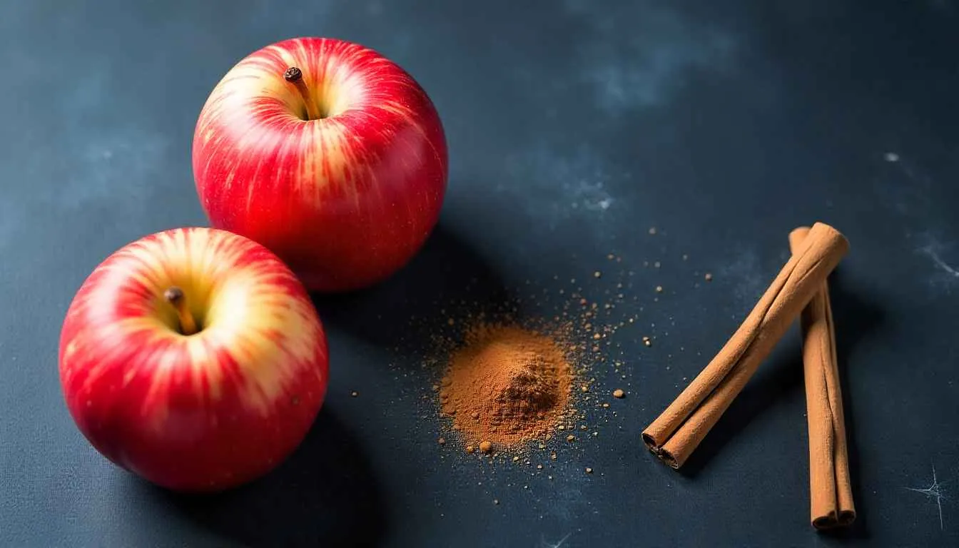 Fresh apples and cinnamon for making homemade low-sugar cinnamon apple chips.