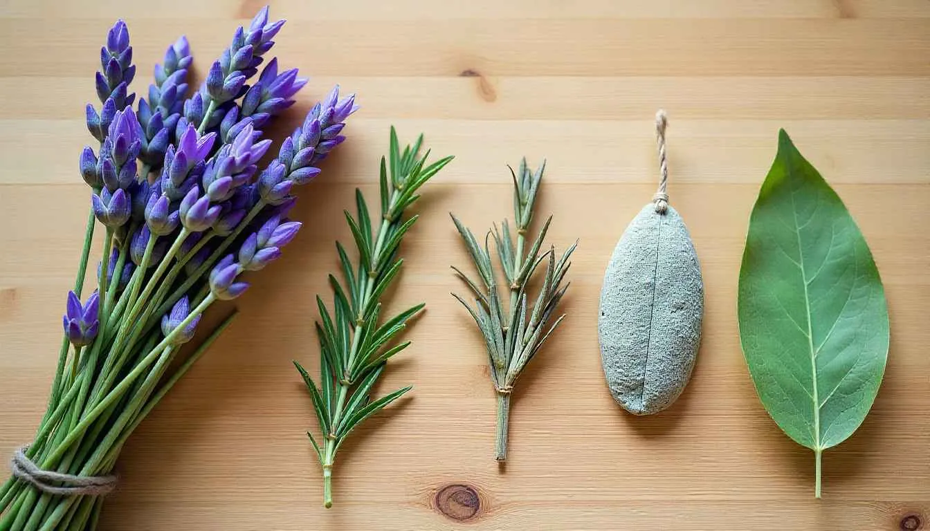 A calming collection of herbs for spiritual healing, including lavender, sage, and rosemary.