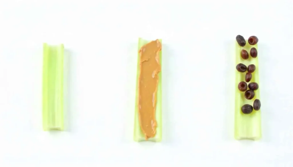 Step-by-step guide to creating the classic healthy preschooler snack, Ants on a Log.