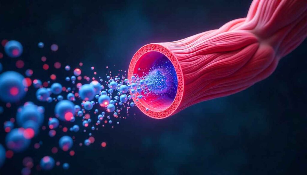 Scientific diagram showing how creatine pulls water into muscle cells.